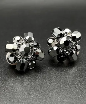 【USA輸入】ヴィンテージ KJL ヘマタイト ビジュー イヤリング/Vintage KJL Hematite Bijou Clip On Earrings