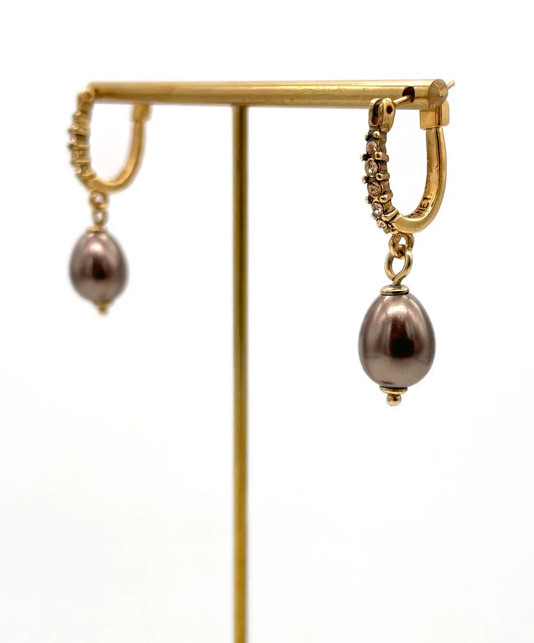 【USA輸入】ヴィンテージ MONET ブラウン パール ピアス/Vintage MONET Brown Pearl Post Earrings