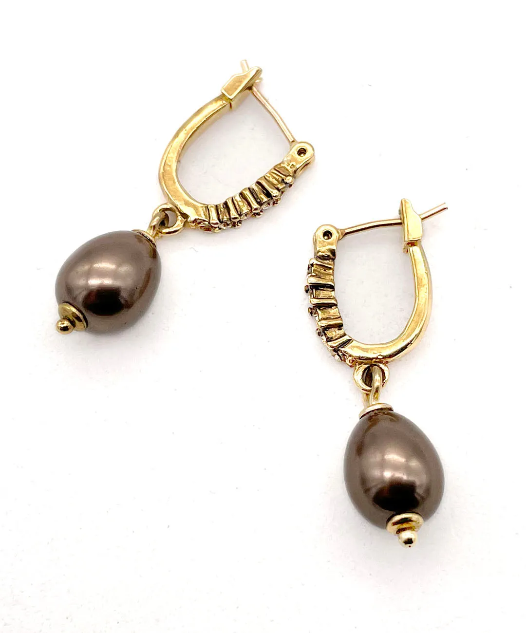 【USA輸入】ヴィンテージ MONET ブラウン パール ピアス/Vintage MONET Brown Pearl Post Earrings