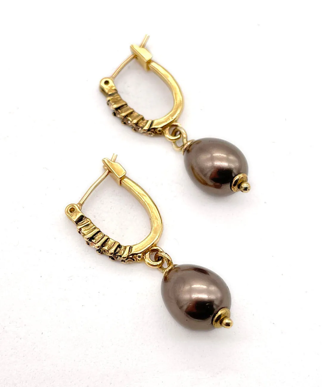 【USA輸入】ヴィンテージ MONET ブラウン パール ピアス/Vintage MONET Brown Pearl Post Earrings