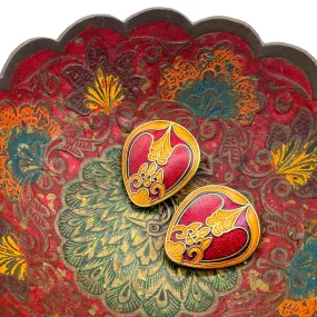 【USA輸入】ヴィンテージ エキゾチック エナメル イヤリング/Vintage Exotic Cloisonne Clip On Earrings