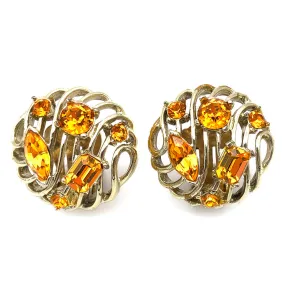 【USA輸入】ヴィンテージ クレイマー ラインストーン イヤリング/Vintage KRAMER Rhinestones Clip On Earrings