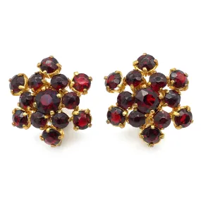 【USA輸入】ヴィンテージ ドイツ製 ガーネットレッド イヤリング/Vintage GERMANY Garnet Red Screw Back Earrings