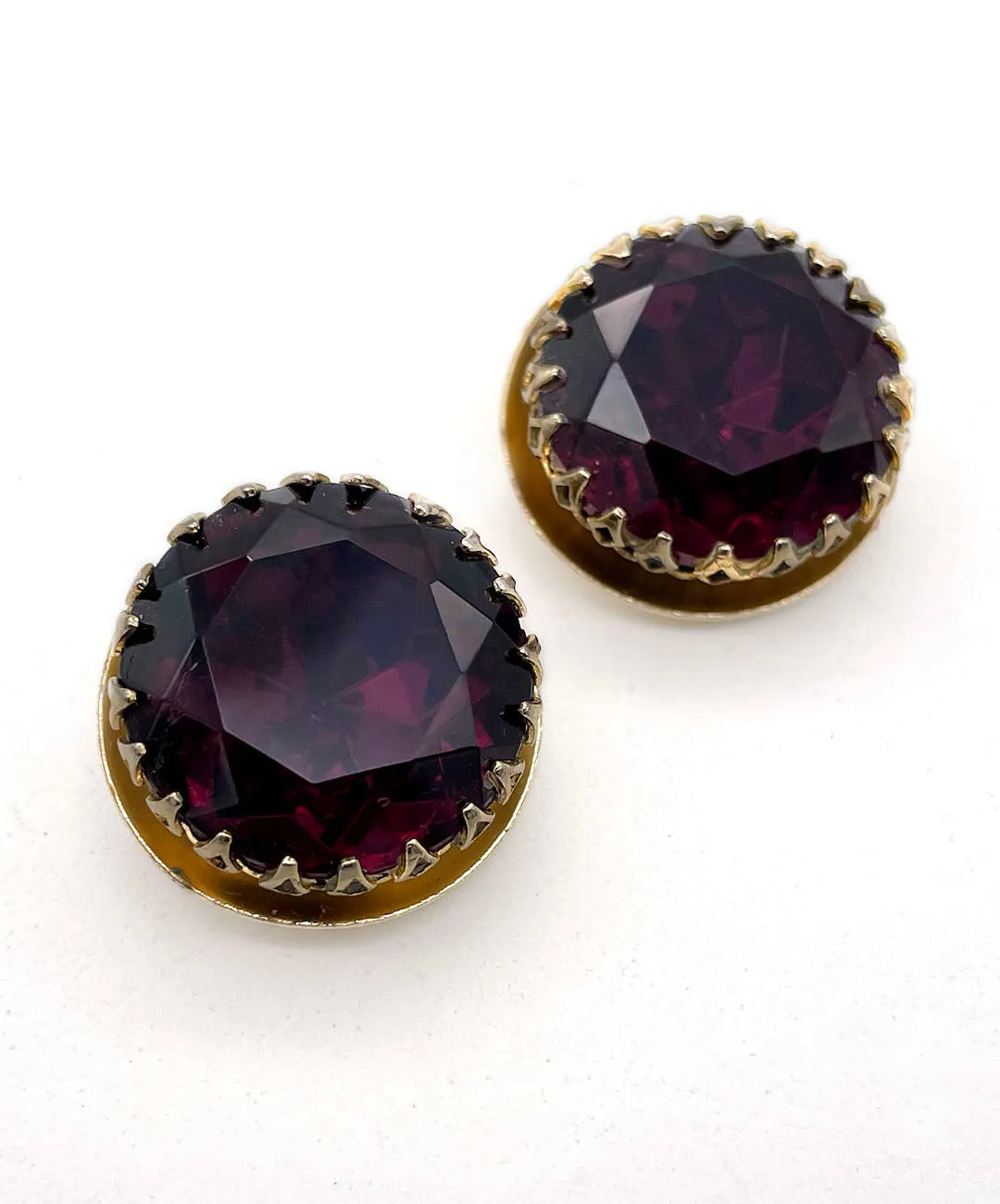 【USA輸入】ヴィンテージ バーガンディ ビジュー イヤリング/Vintage Burgundy Bijou Clip On Earrings