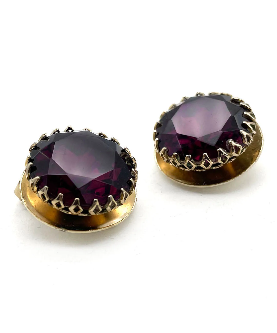 【USA輸入】ヴィンテージ バーガンディ ビジュー イヤリング/Vintage Burgundy Bijou Clip On Earrings