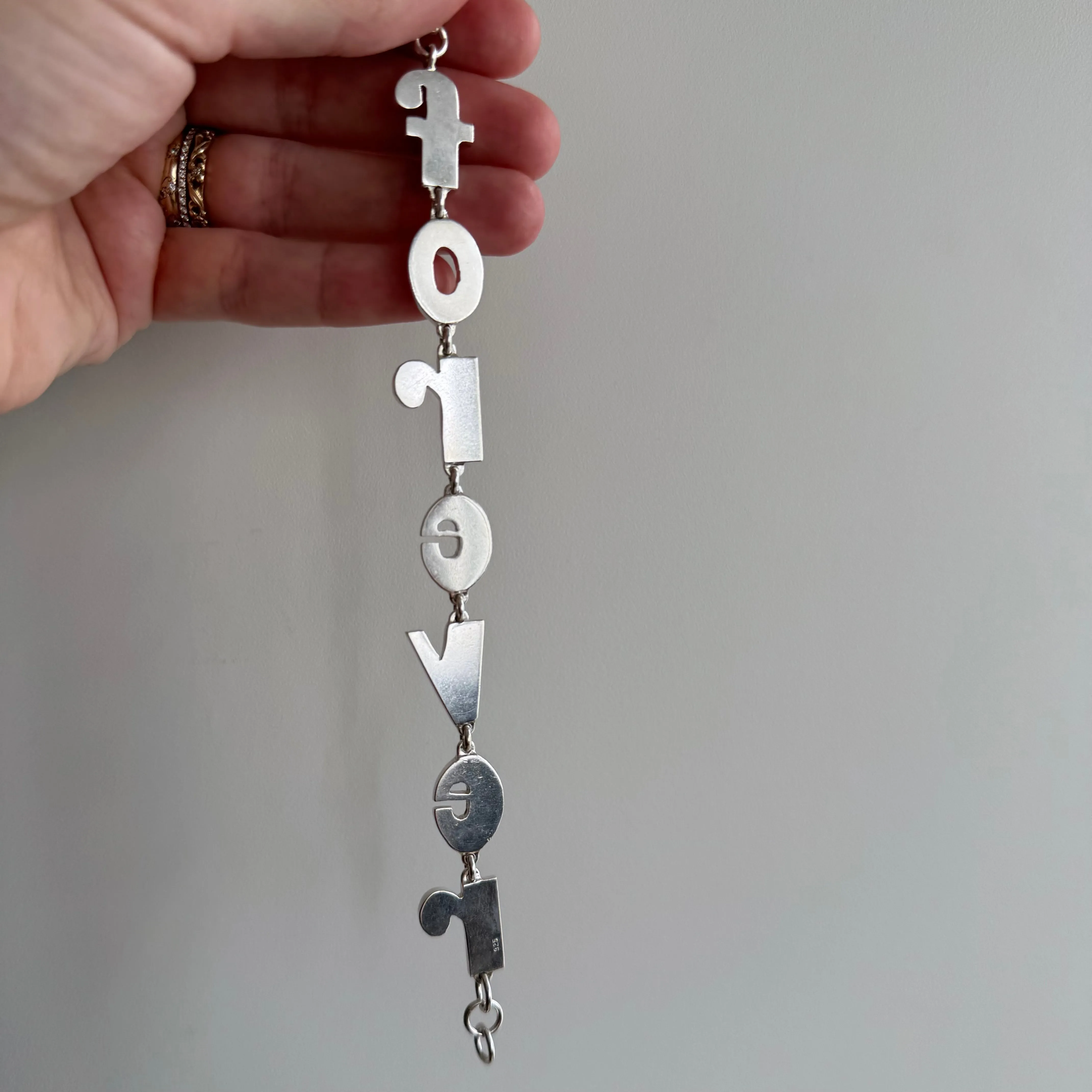 V I N T A G E // forever / sterling silver FOREVER link bracelet / 7, almost 22g