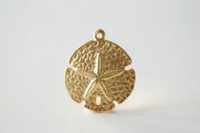 Vermeil Sand Wholesale Dollar Charms -18k gold over sterling silver, Matte Sand Dollar, Nautical Beach themed Charms  134