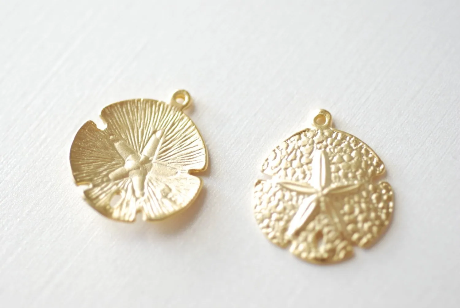 Vermeil Sand Wholesale Dollar Charms -18k gold over sterling silver, Matte Sand Dollar, Nautical Beach themed Charms  134