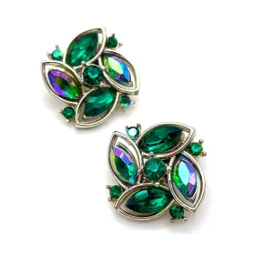 【カナダ輸入】ヴィンテージ LISNER エメラルド オーロラ ビジュー イヤリング/Vintage LISNER Emerald Aurora Bijou Earrings