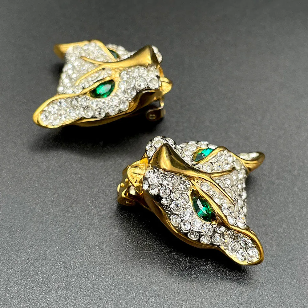 【フランス輸入】ヴィンテージ パンサー パヴェ イヤリング/Vintage Panther Pave Clip On Earrings