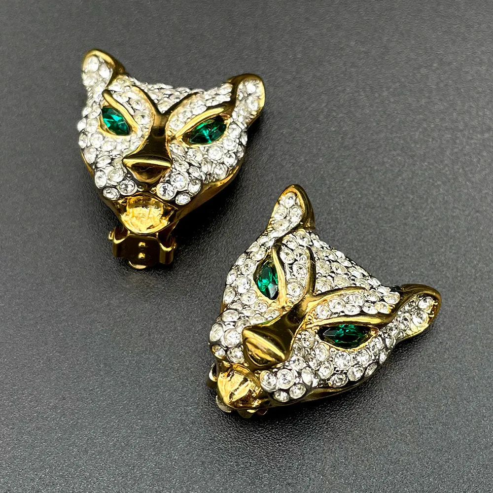 【フランス輸入】ヴィンテージ パンサー パヴェ イヤリング/Vintage Panther Pave Clip On Earrings