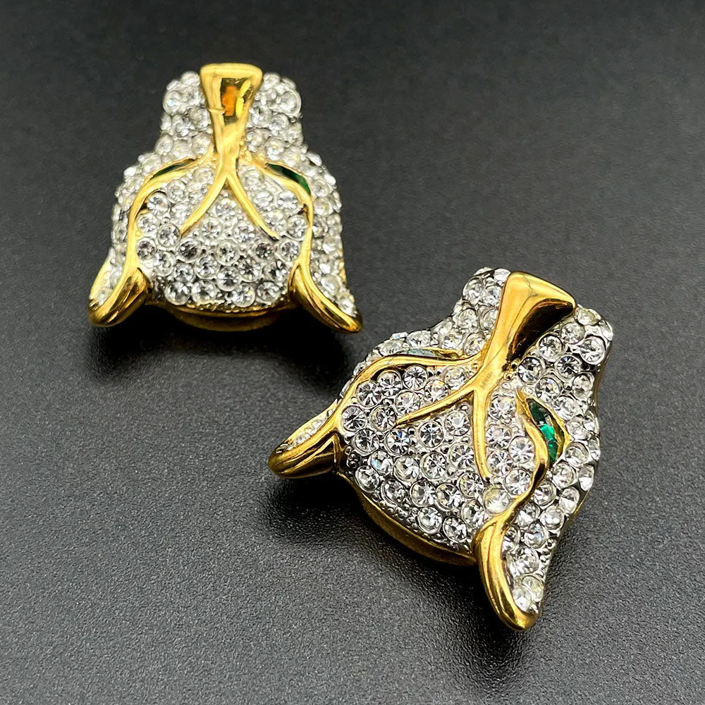 【フランス輸入】ヴィンテージ パンサー パヴェ イヤリング/Vintage Panther Pave Clip On Earrings