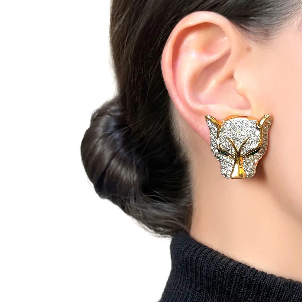 【フランス輸入】ヴィンテージ パンサー パヴェ イヤリング/Vintage Panther Pave Clip On Earrings